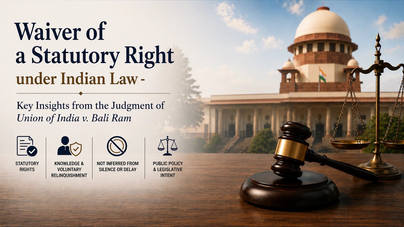 Waiver of a Statutory Right under Indian Law – Key Insights from the Judgment of Union of India v. Bali Ram